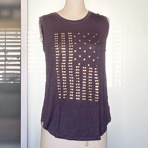 NWOT Rachel Roy gray American Flag Tee size small